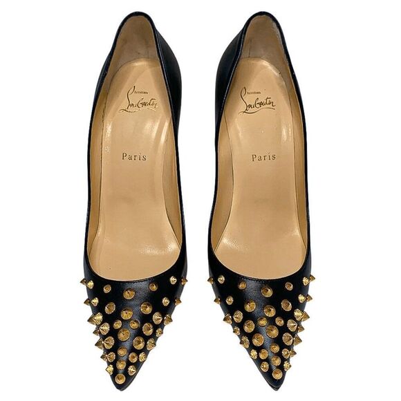 Christian Louboutin Spikyshell 100 Nappa Shiny Pumps EU 40 US 10 Studded Heels - Picture 2 of 13